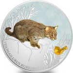Fiji WILD CAT - PRIONAILURUS RUBIGINOSUS $2 Silver Coin 2014 Gem inlay Proof 1 oz